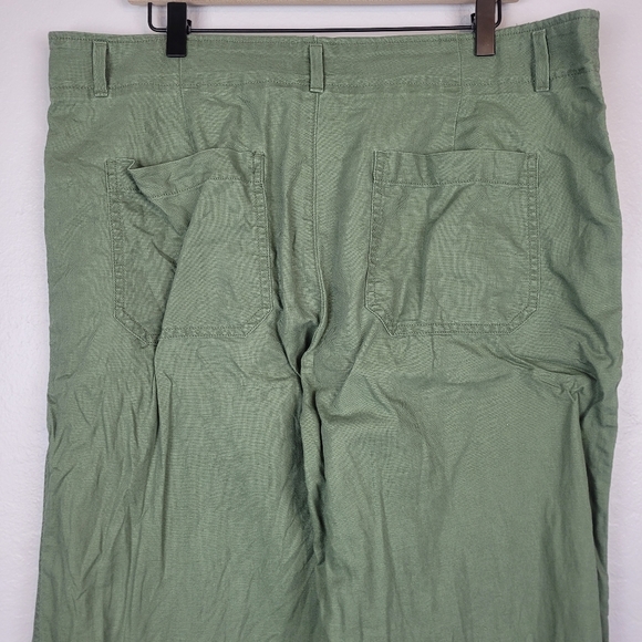 GAP Linen Cotton Blend Olive Green Wide Leg Flowy Cozy Comfy Lounge Pants - Picture 6 of 10